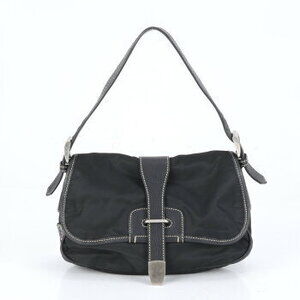 Prada Tessuto nylon leather shoulder bag triangle logo Hobo tote
